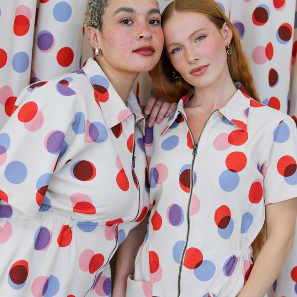 Polka Dot Jumpsuit - Red, Blue, White - Picture 3 of 3
